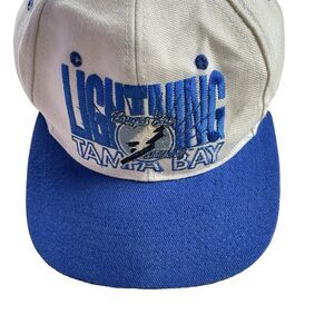 Vtg Tampa Bay Lightning Hat Cap Signature Series Snapback Wool AJD Hockey 90's
